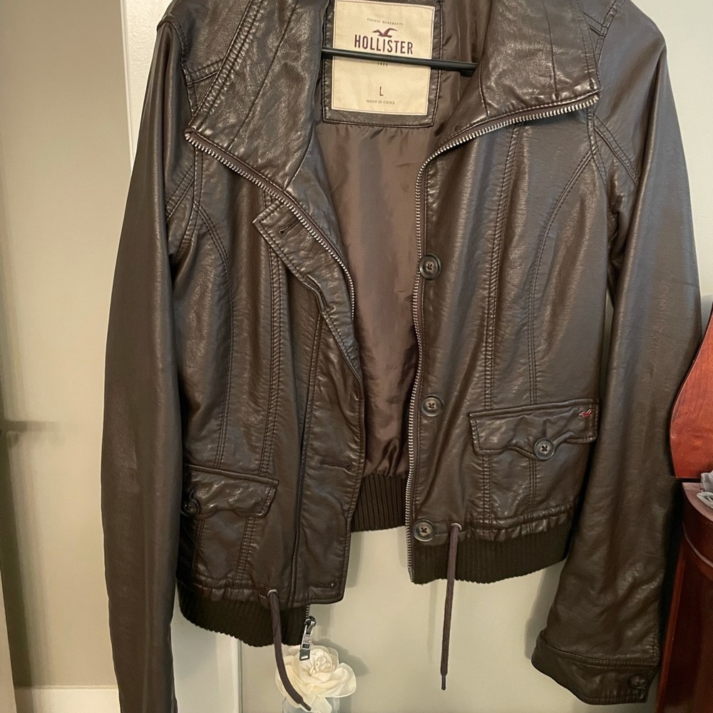 Dark brown hollister jacket size L